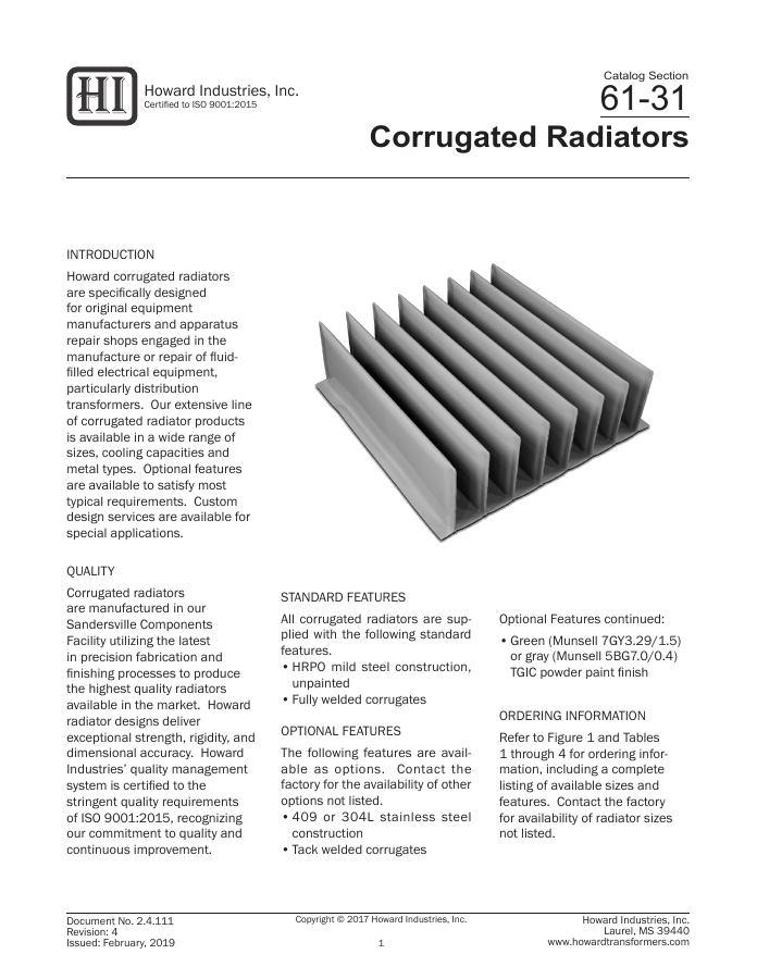 Howard Corrugated Radiators