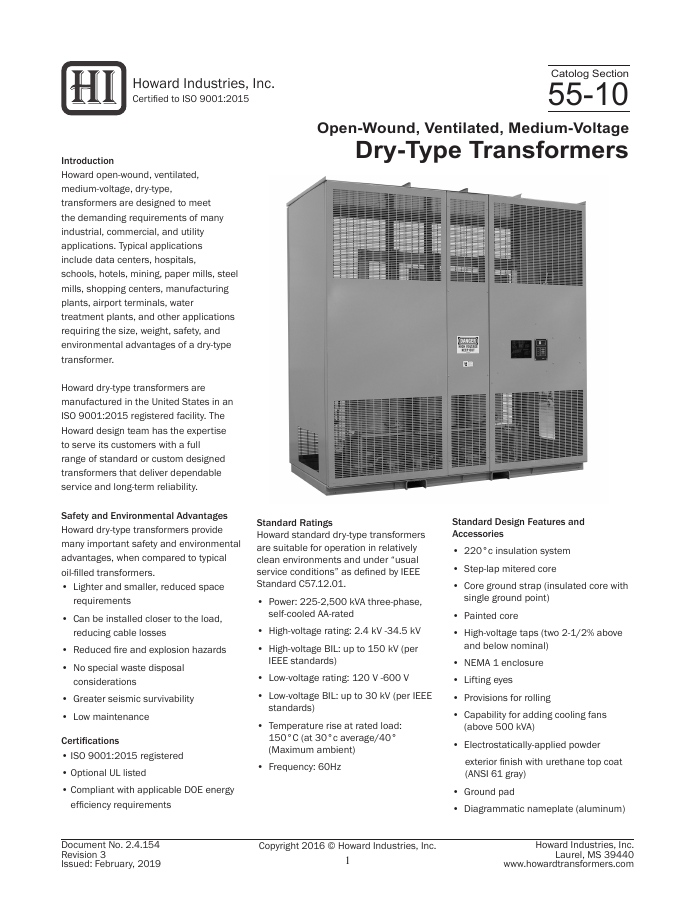 Howard Dry Type Transformers