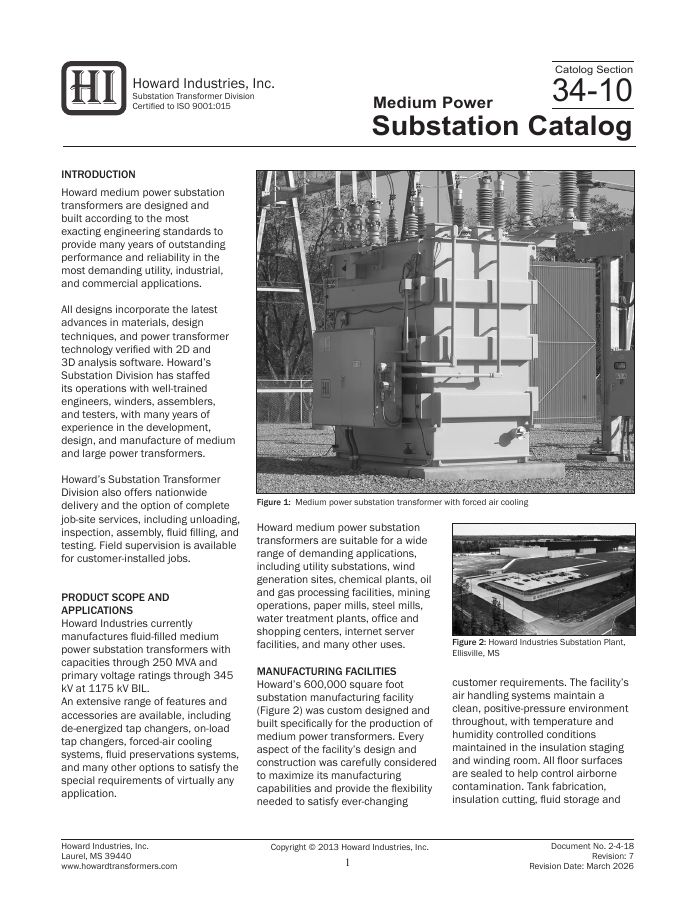 Howard Medium Power Substation Transformers