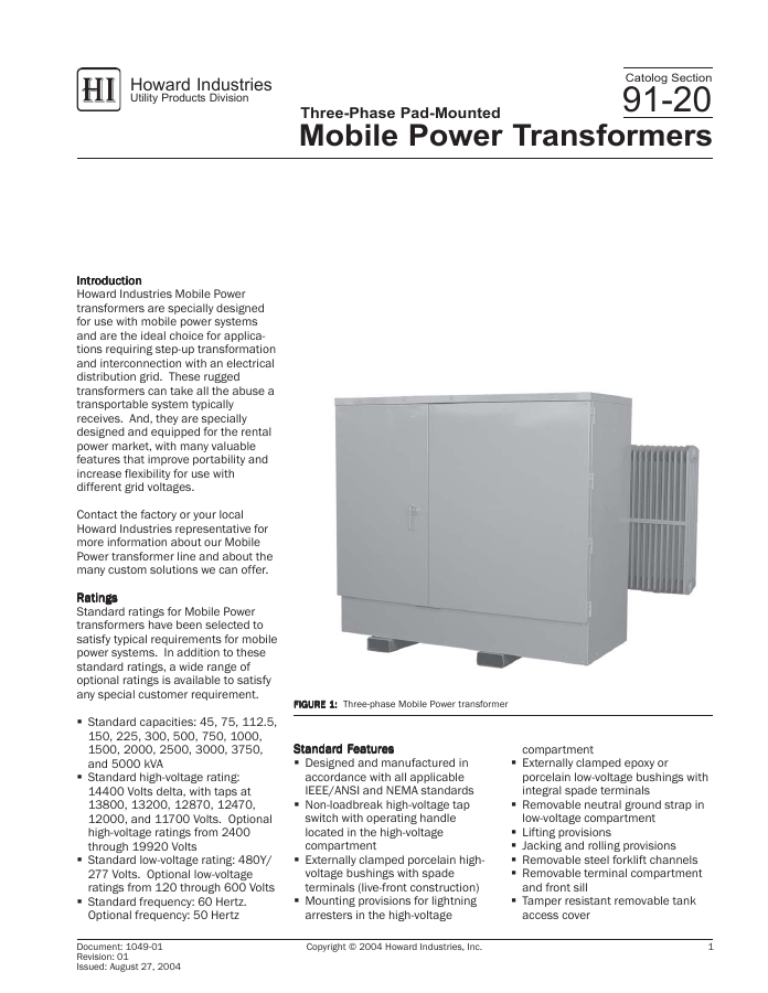 Howard Mobile Power Transformers