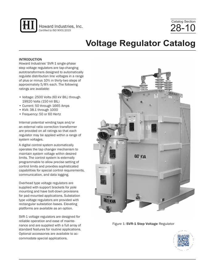 Howard Svr 1 Step Voltage Regulators